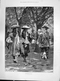 Antique Print 1892 Scene Mall London Men Busts Charles Kingsley ArnMaurice 19th