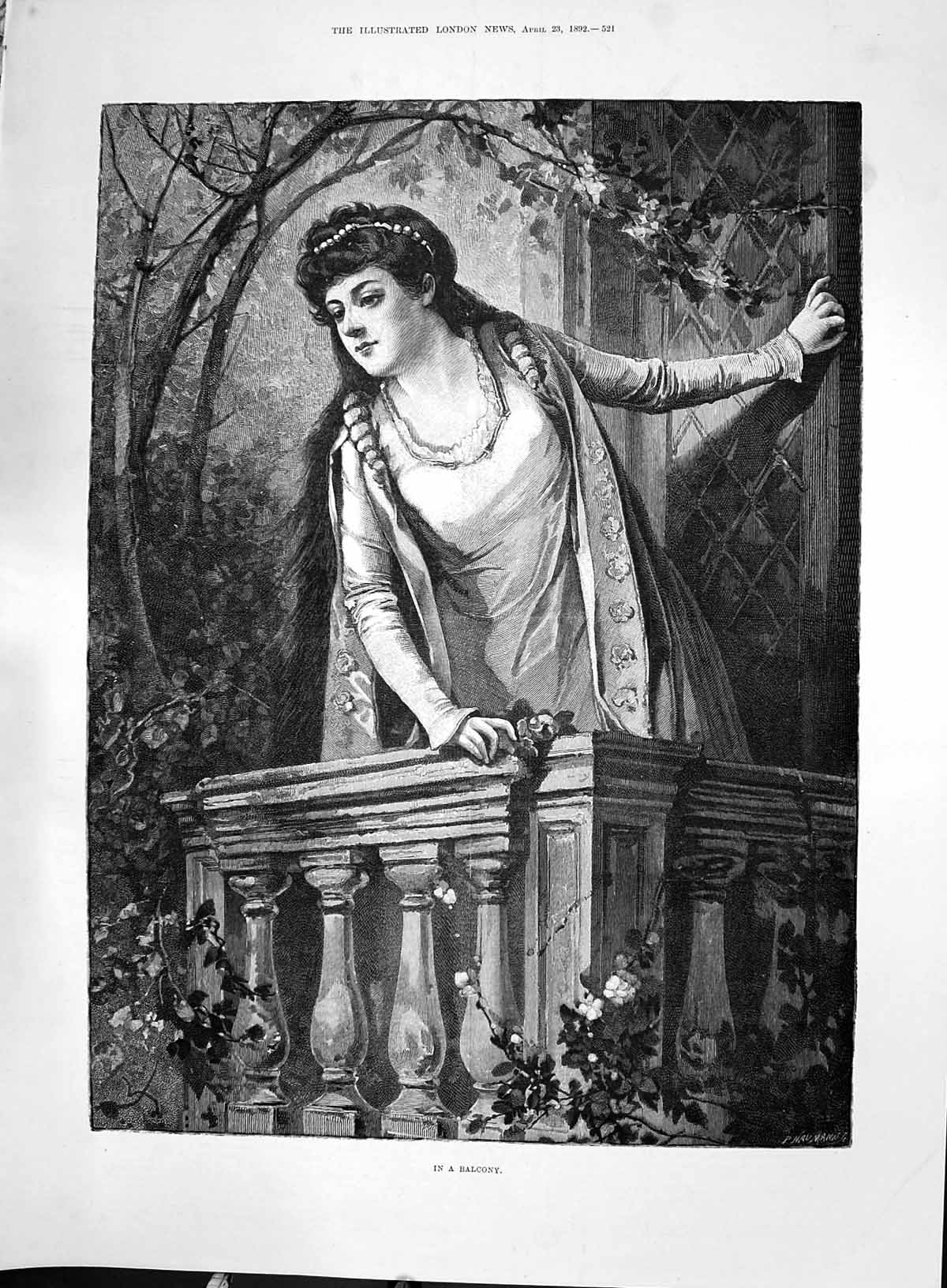Old 1892 Beautiful Woman Balcony Scene Chumpshire Hunt Point-To-Point Victorian