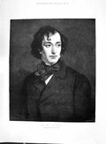 Original Old Antique Print 1892 Portrait Benjamin Disraeli Taylor Victorian