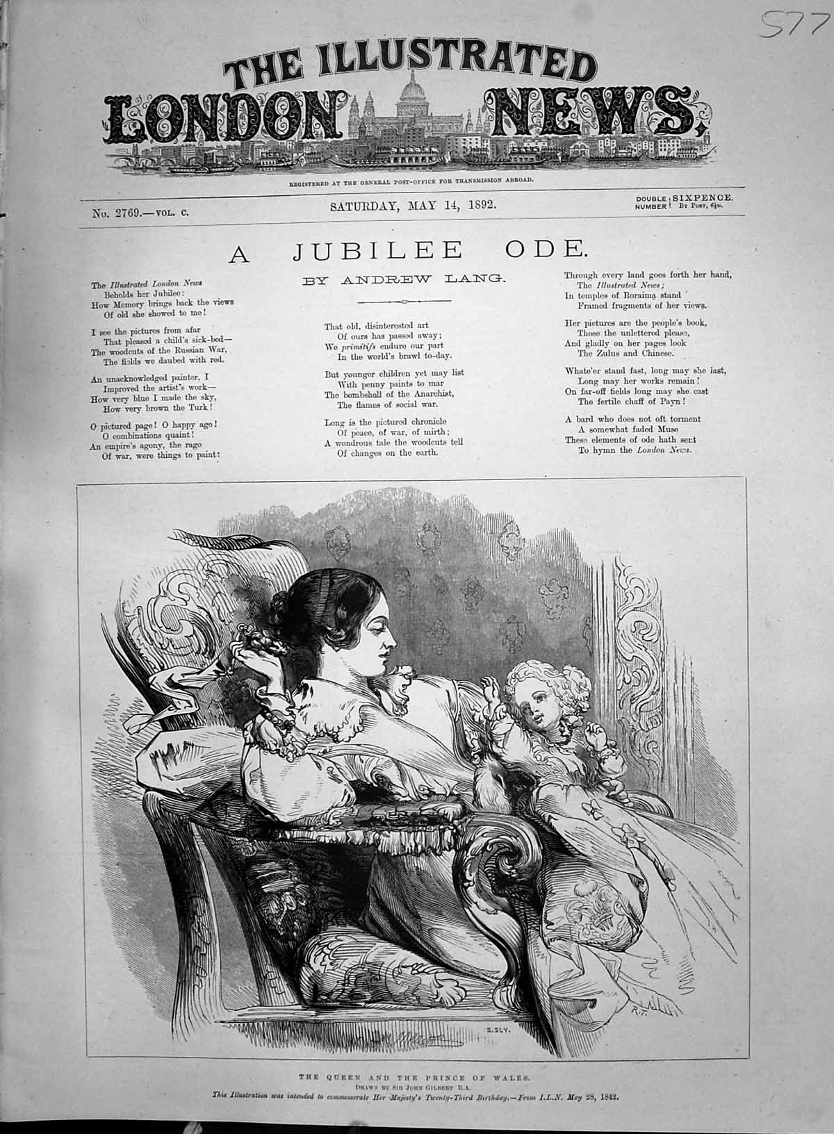 Old 1892 Queen Prince Wales Twenty-Third Birthday Royal Family John G Victorian