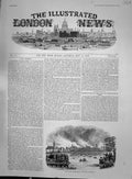 Old 1892 Conflagaration City Hamburg Mistletoe Seller Christmas Scene Victorian