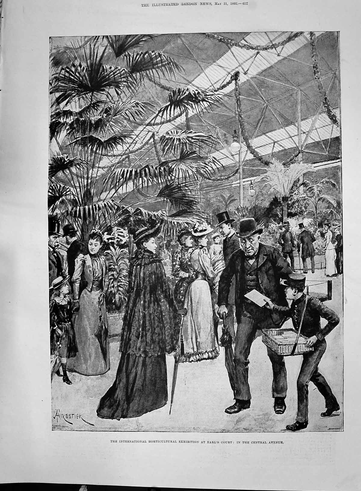 Old 1892 International Horticultural Exhibition Earl'S Court Wall Bra Victorian