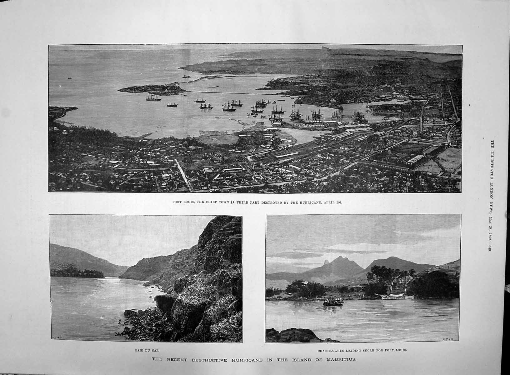 Old 1892 Hurricane Storm Mauritius Port Louis Chasse-Maree Baie Du Ca Victorian