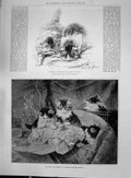 Old 1892 Cats Kittens Sketch Madame Henriette Ronner Bout De Toilette Victorian