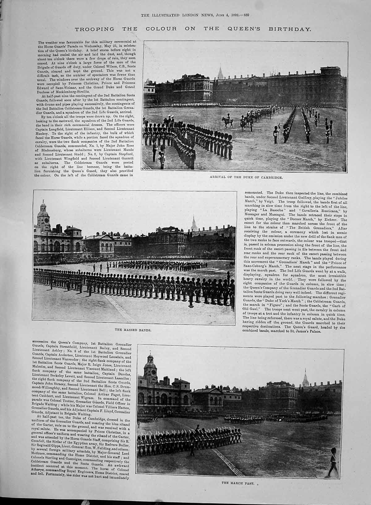 Old 1892 Trooping Queen'S Birthday Duke Cambridge Massed Bands Horse Victorian