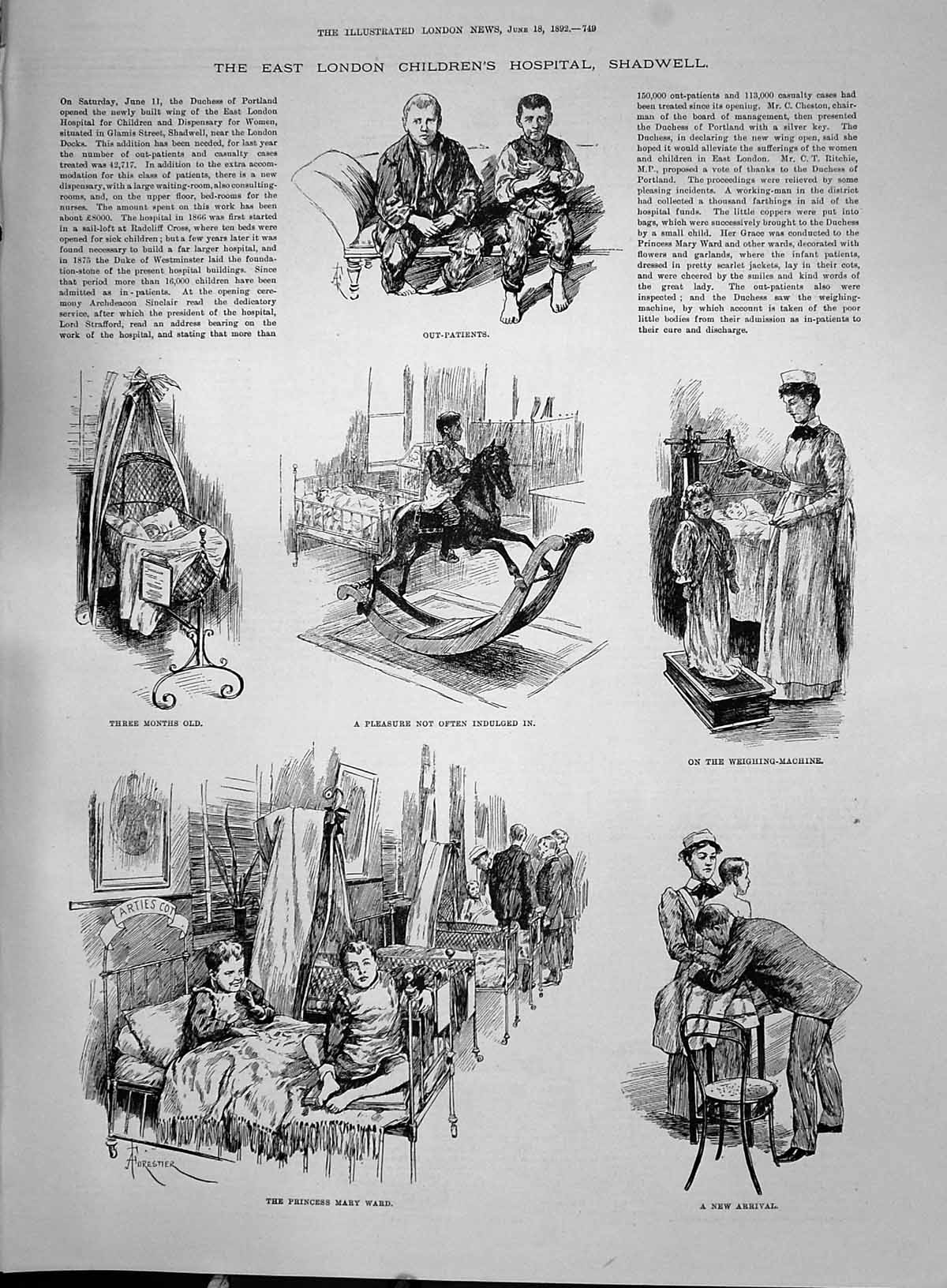 Old 1892 London Children Hospital Shadwell Princess Mary Ward Farring Victorian
