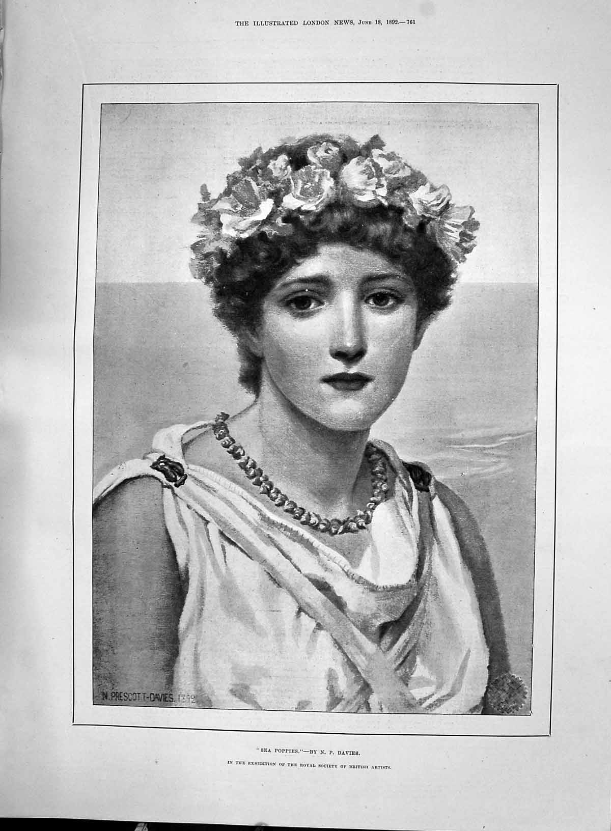Old Print 1892 Beautiful Lady Poppies Davies Golfing Doggies Comedy Sport 19th