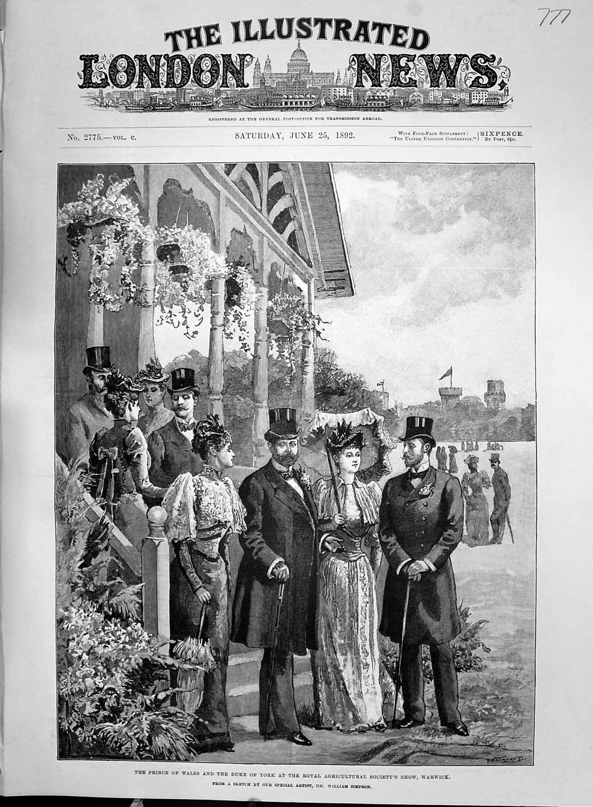 Old 1892 Prince Wales Duke York Royal Agricultural Society Show Warwi Victorian