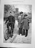 Antique Old Print 1892 Order Changeth Siers War Bicycle Count Countess Herbe