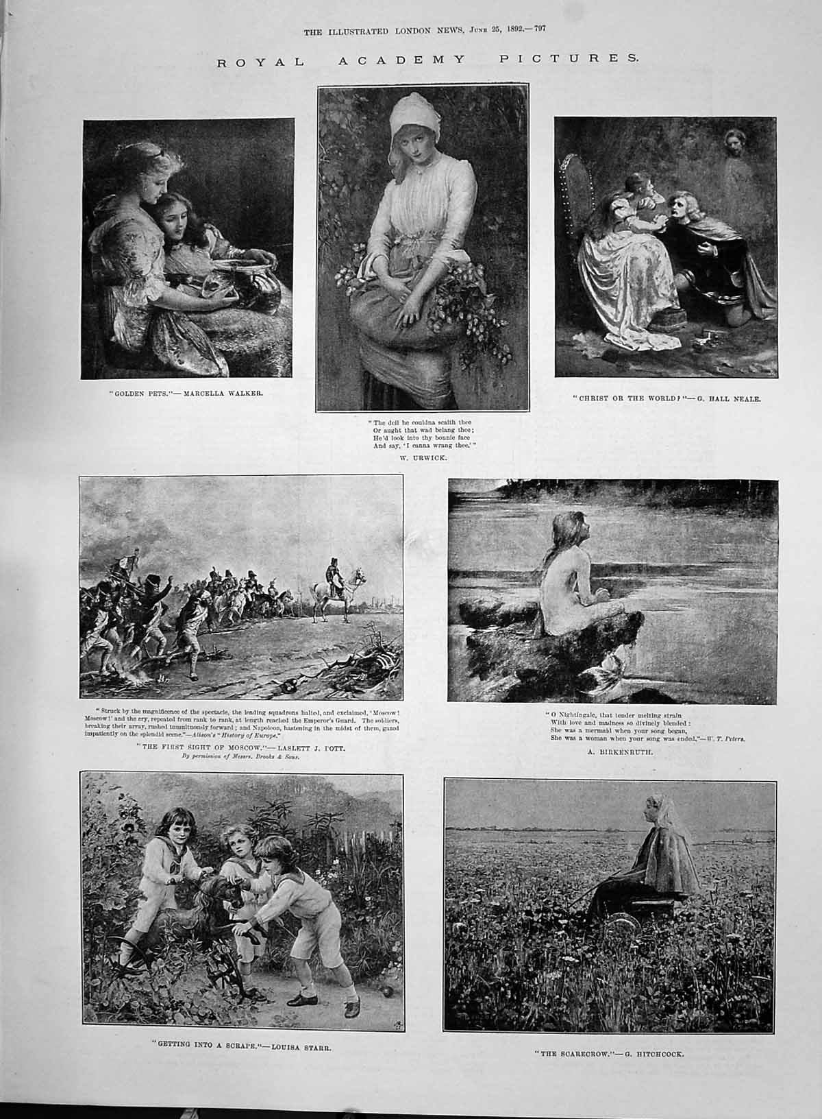 Old 1892 Royal Academy Art Walker Birkenruth Moscow Pott Star Scarecr Victorian
