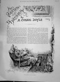 Original Old Antique Print 1892 Story Illustration Question Diplomacy Cona 19th