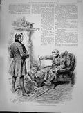 Original Old Antique Print 1892 Story Illustration Question Diplomacy Conan