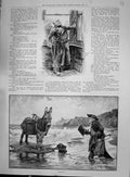 Original Old Antique Print 1892 Story Illustration Question Diplomacy Conan