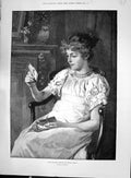 Old Print 1892 Beautiful Girl Pack Cards Fortune Pretty Maid Alf Johnson 19th