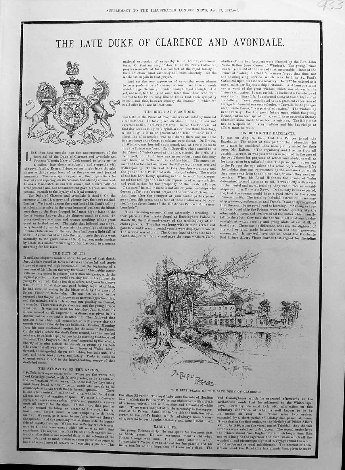 Old 1892 Duke Clarence Avondale Frogmore Prince Victor Princess Louis Victorian