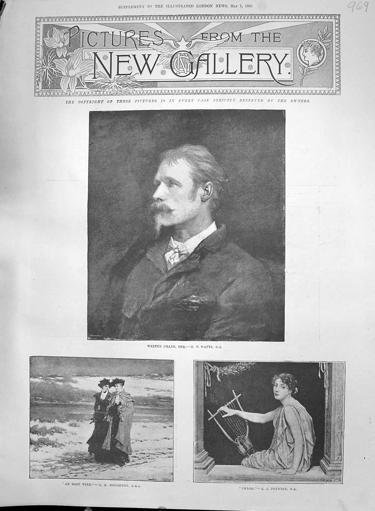 Old 1892 Gallery Art Crane Chloe Taylor Foster Smedley Boulogne-Sur-M Victorian