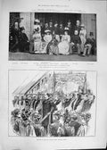 Original Old Antique Print 1892 Warwick Castle Prince Earl Oxford Bethnal Green