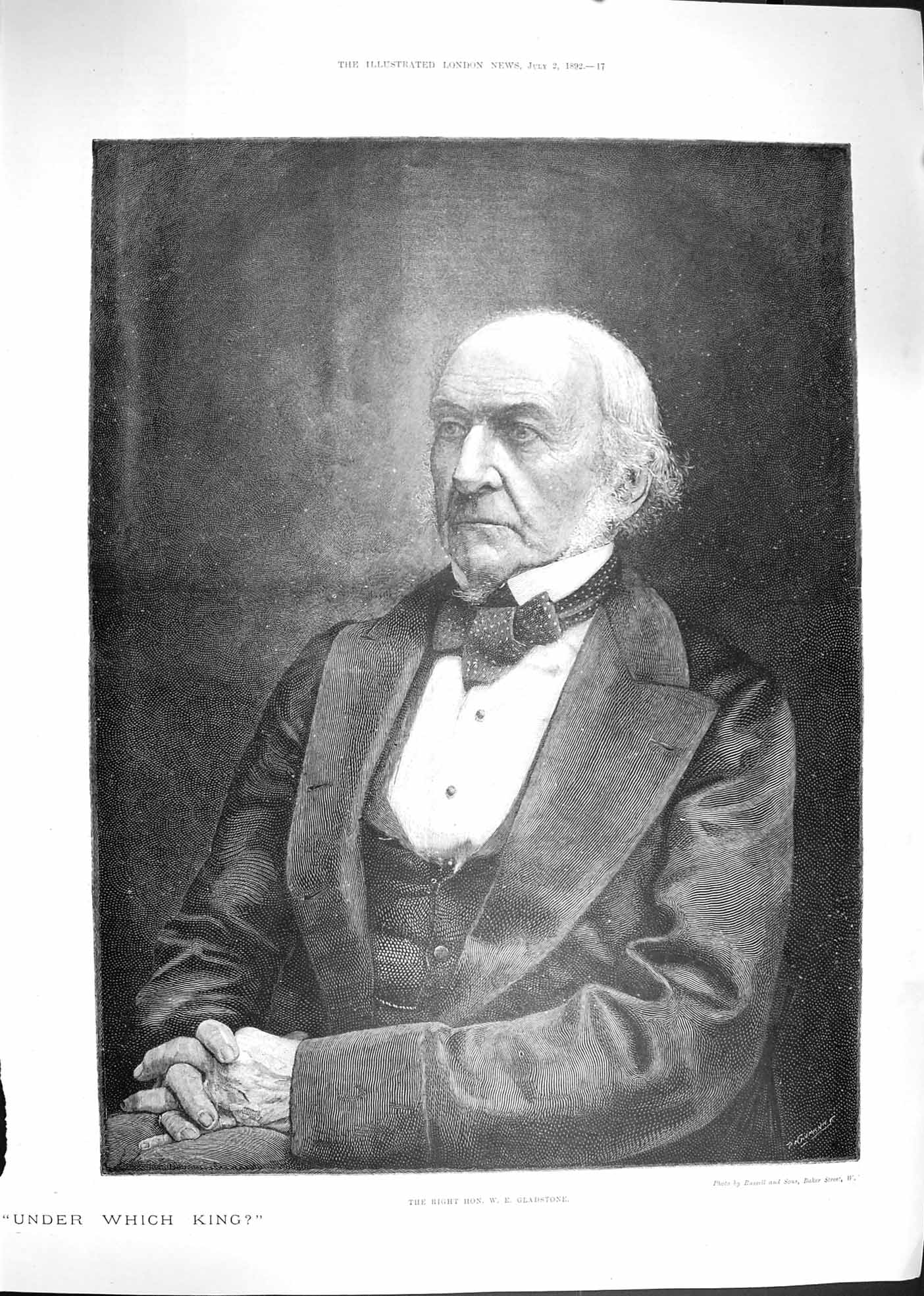 Original Old Antique Print 1892 Portrait Gladstone Parliament Fine Art 19th