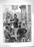 Old Antique Print 1892 Village Politicians Men Cat And Tinder Box Pub Inn 19th