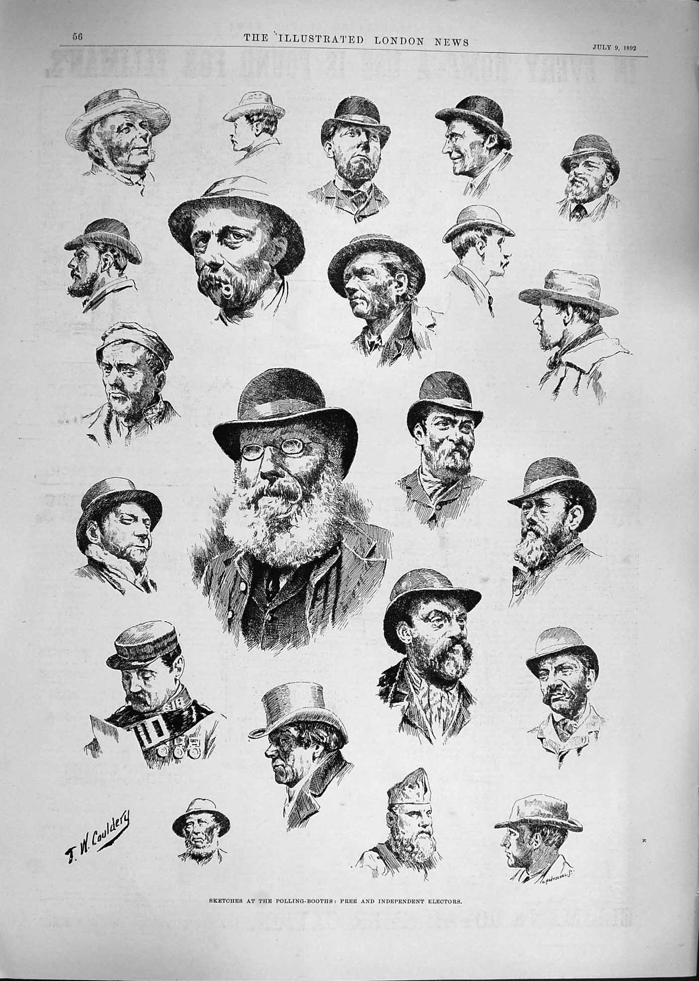 Old Antique Print 1892 Portrait Polling Booths Free Independent Electors 19th