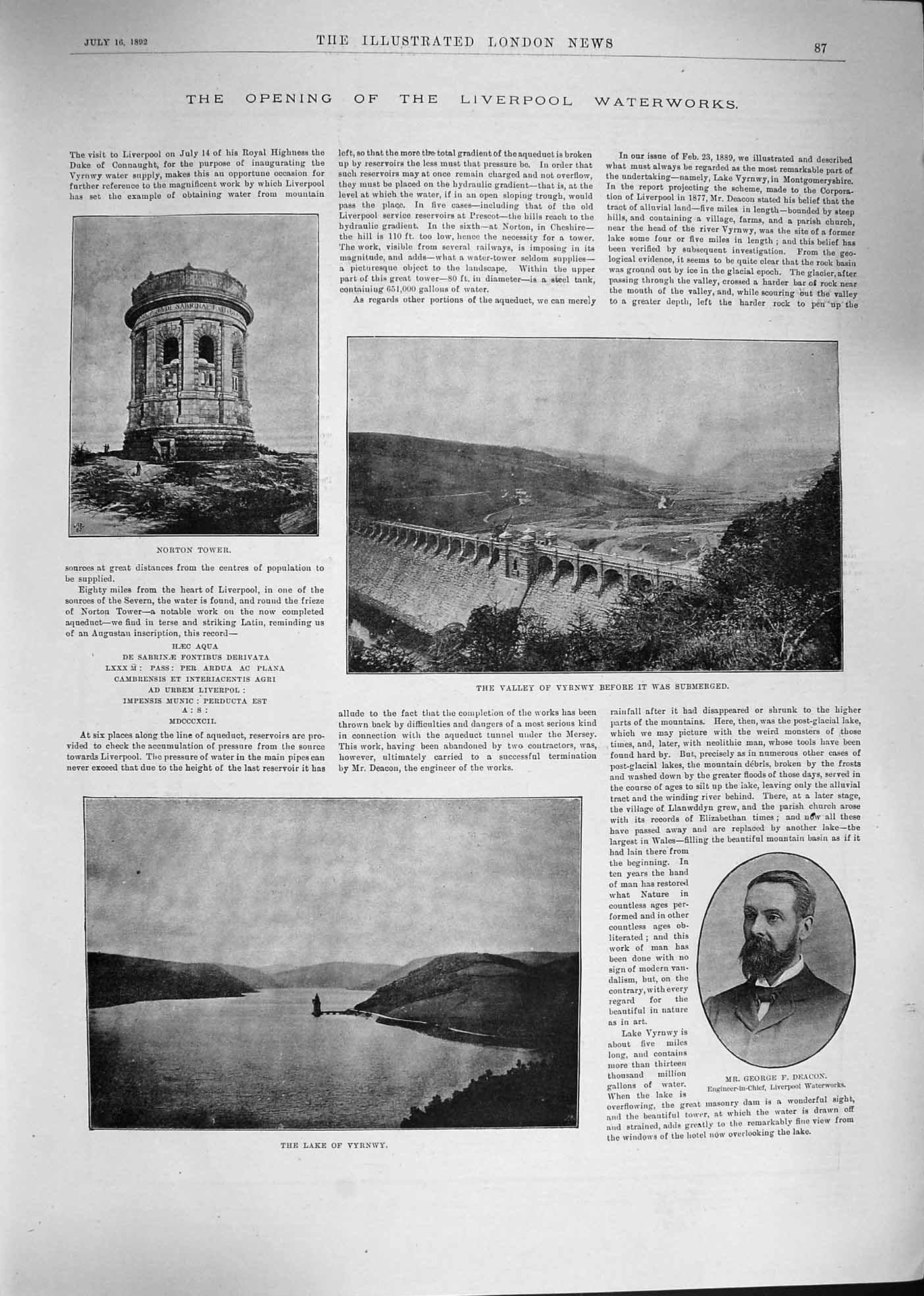 Old Antique Print 1892 Liverpool Waterworks Norton Deacon Electors Voting 19th