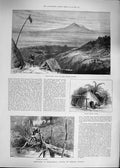 Original Old Antique Print 1892 Mount Meru Mochi Mission Station Africa Taveta