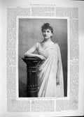 Original Old Antique Print 1892 Portrait Madame Sigrid Arnson Baucis Philemon