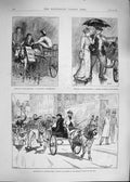 Original Old Antique Print 1892 Costermongers Donkeys Peoples Palace Elections