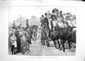 Original Old Antique Print 1892 Meet Four-In-Hand Club Horses Coach Richmond