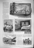 Original Old Antique Print 1892 Field Place Warnham Sussex Timothy Shelley 19th
