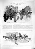 Original Old Antique Print 1892 German Chicago Street Scene America Transport