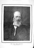 Original Old Antique Print 1892 Portrait Lord Tennyson Poet LaureateVictorian