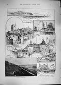 Old Antique Print 1892 Shakespeare Cliff Folkestone Church Emery Jessopp 19th