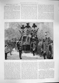 Old Antique Print 1892 Funeral Procession Late Ernest Benan Paris France 19th