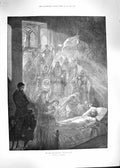 Old Antique Print Forestier 1892 Lord Tennyson Last Idyll Man Death Bed 19th