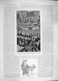Original Old Antique Print 1892 Brandenburg Gate Berlin Germany Banquet Siers