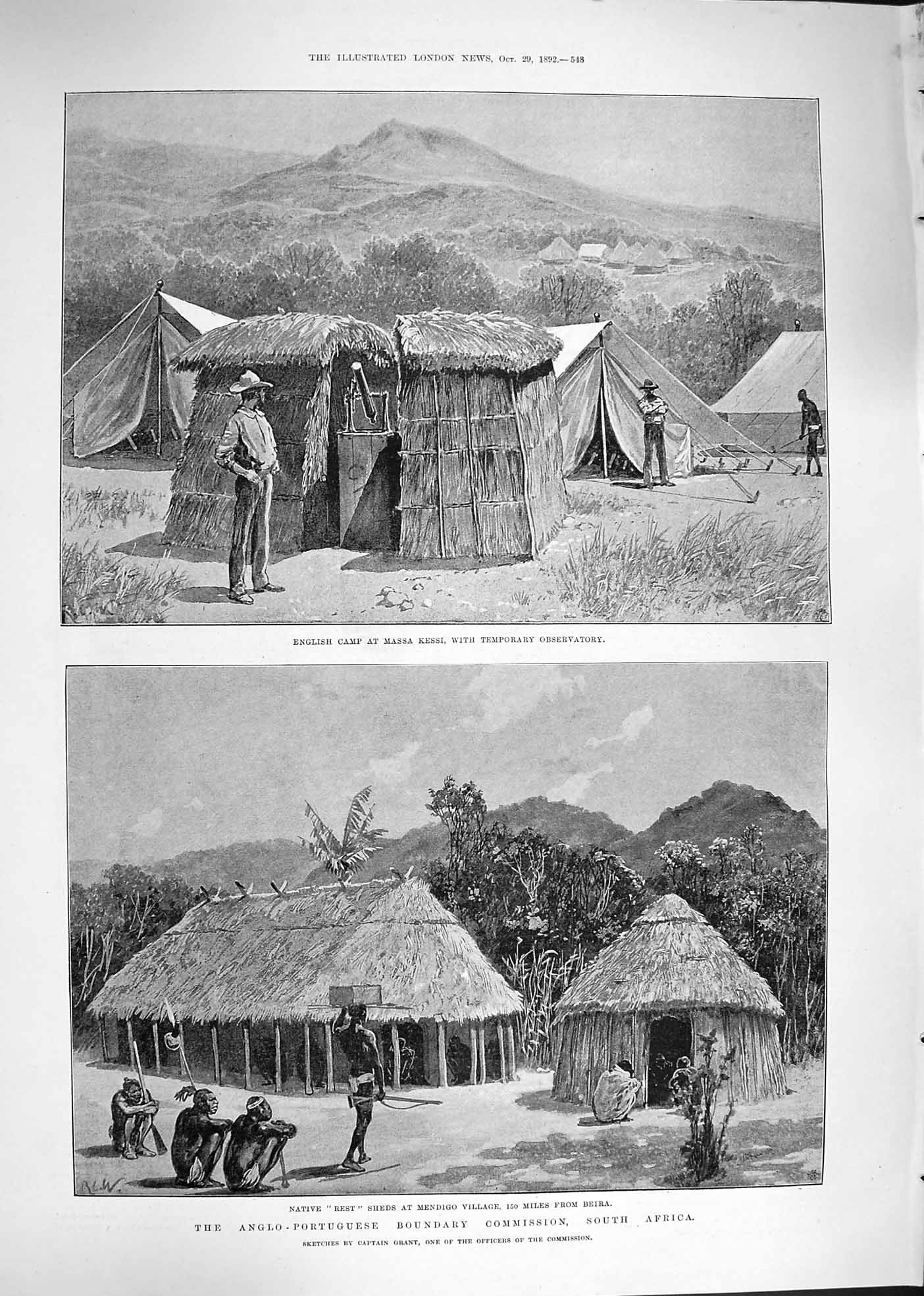 Old Antique Print 1892 Anglo-Portuguese Africa Mendigo Beira Massa Kessi 19th