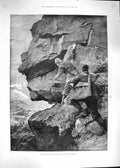 Original Old Antique Print 1892 Deer Hind Stalking Highlands Scotland Hunting