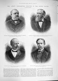Old Antique Print 1892 America Election Stevenson Reid Harrison Cleveland 19th