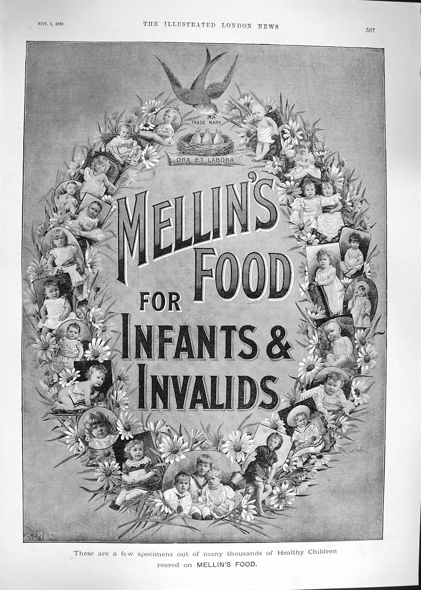 Original Old Antique Print 1892 Advertisement Mellins Food Infants Invalids