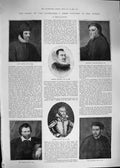 Old Antique Print 1892 John Gower Chaucer Spenser Daniel Skelton Jonson 19th