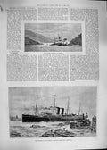 Original Old Antique Print 1892 Ship Howe Ferrol Peninsular Oriental Australia