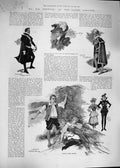 Original Old Antique Print 1892 Rosette Globe Theatre King Henry Orsay Wyatt