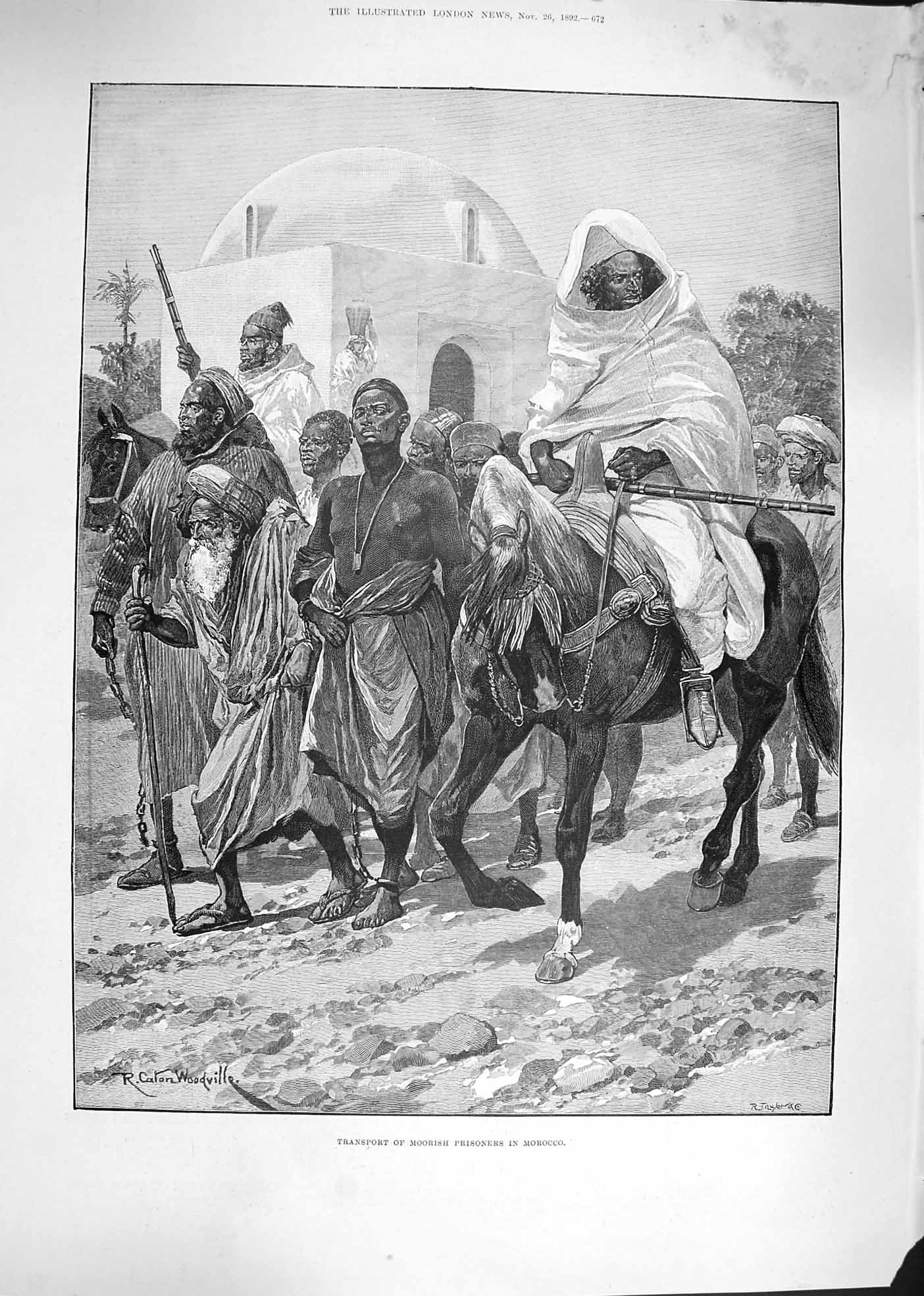 Original Old Antique Print 1892 Transport Moorish Prisoners Morocco Africa 19th