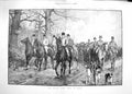 Original Old Antique Print 1892 Oakley Hunt Hatfield-Harter Jones Browning 19th