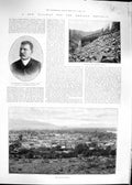 Original Old Antique Print 1892 Railway Mexico Oaxaca Diaz Tomellin Cathedral