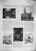 Original Old Antique Print 1892 University College Liverpool Jubilee Tower 19th