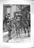 Original Old Antique Print Woodville 1892 Recognition Horse Man Coach Victorian