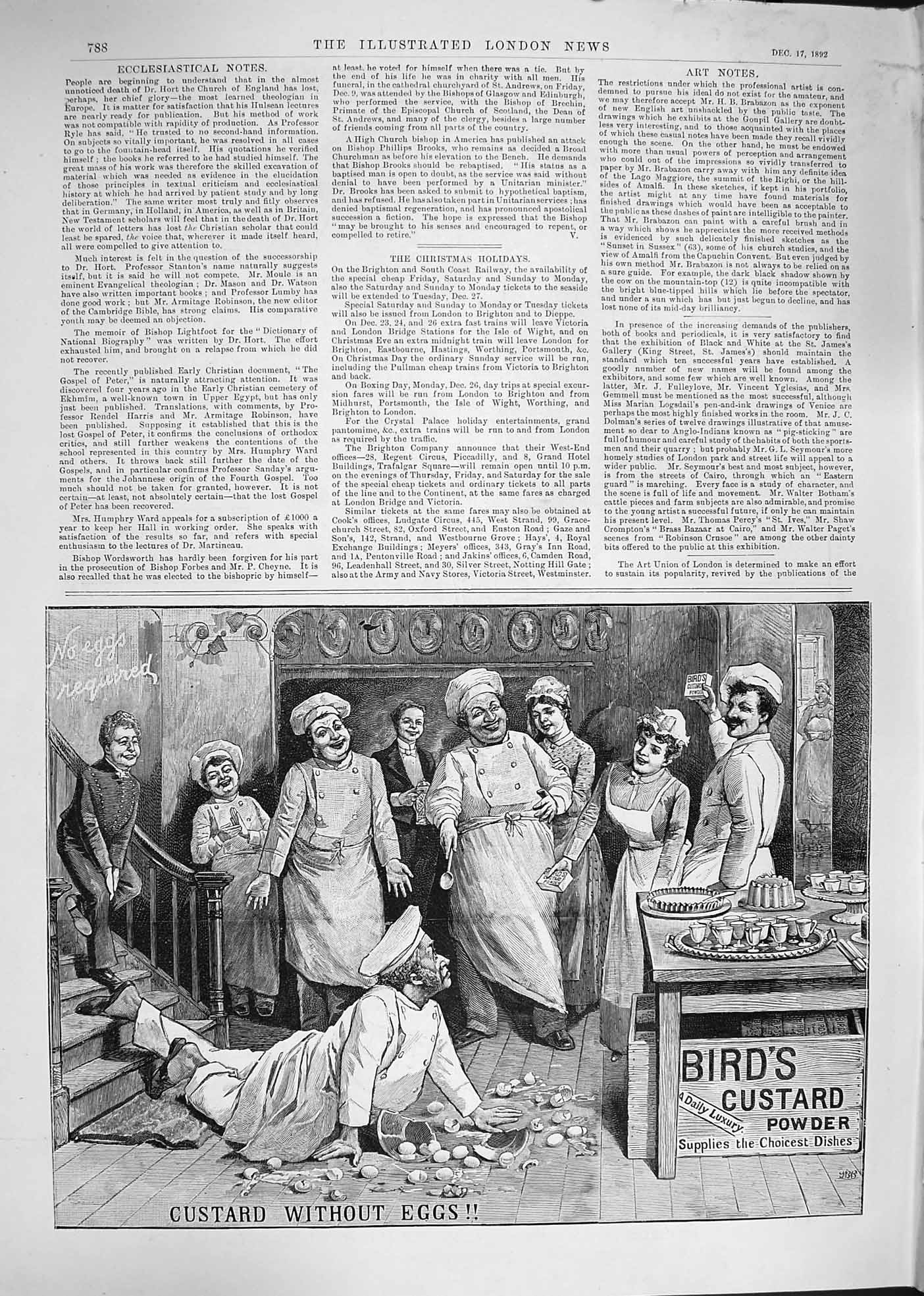 Original Old Antique Print 1892 Advertisement Birds Custard Powder Cooking 19th