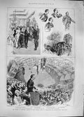 Old Antique Print 1892 Balfour Sheffield Conservative Watson Burke Sheen 19th
